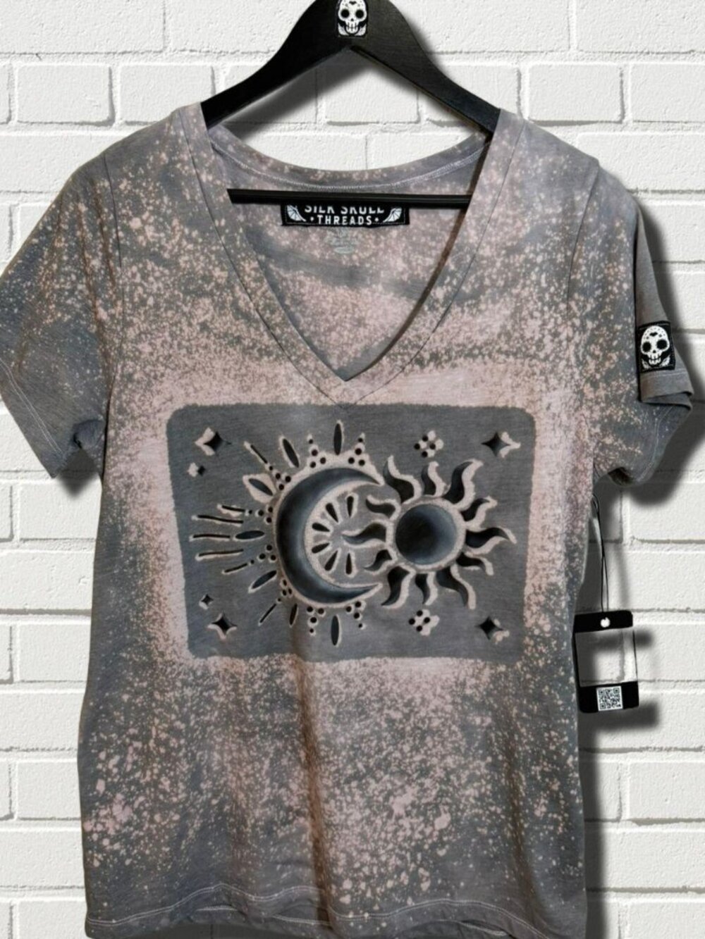Women's Grey and Black T-shirt